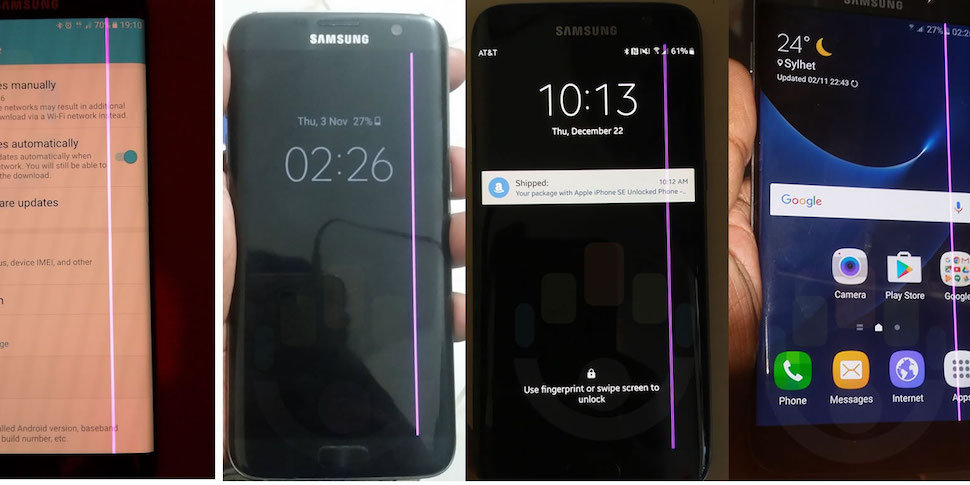 Владельцы Galaxy S7 Edge пожаловались на розовую линию на дисплее