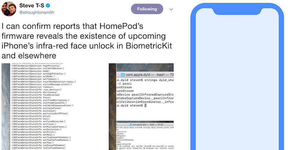 В прошивке Apple HomePod нашли упоминание лицевого сканера iPhone 8